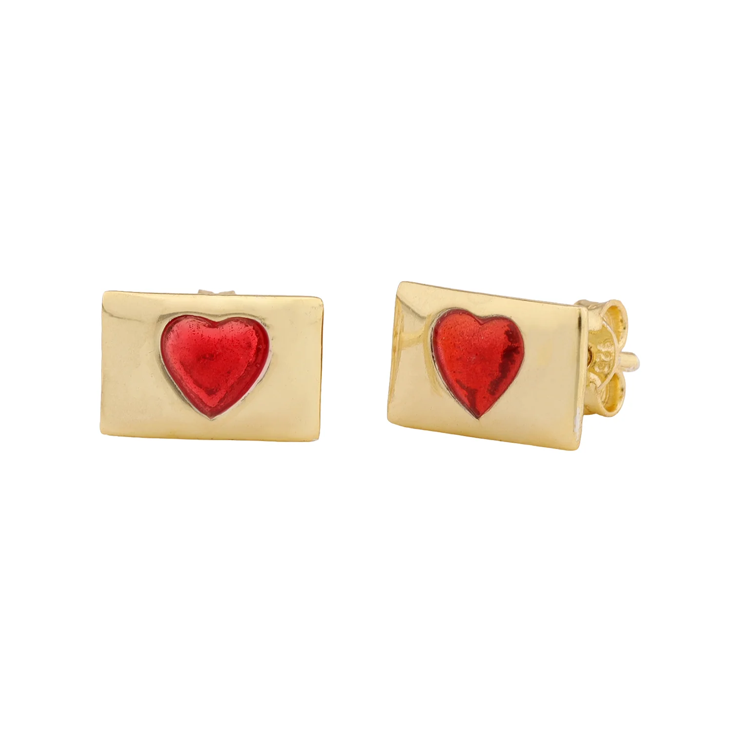 Red Heart Sterling Silver Stud Earrings