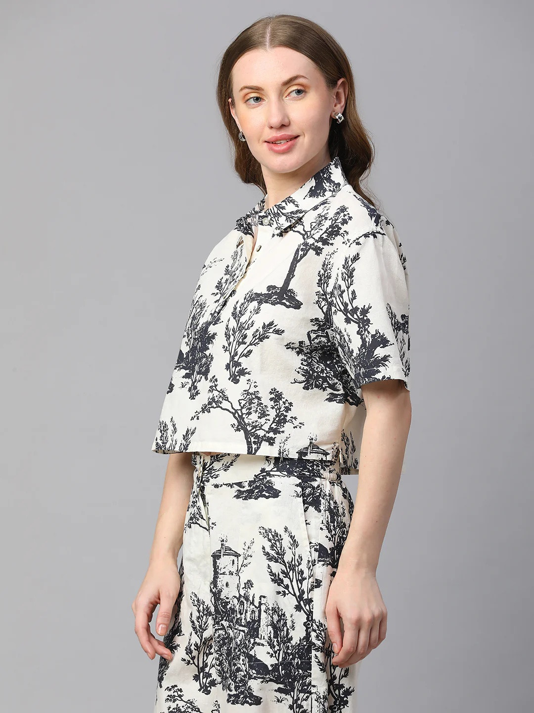 Women's Black Cotton Linen Boxy Fit Blouse