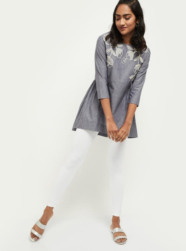 Women Solid Ankle-Length Leggings-White