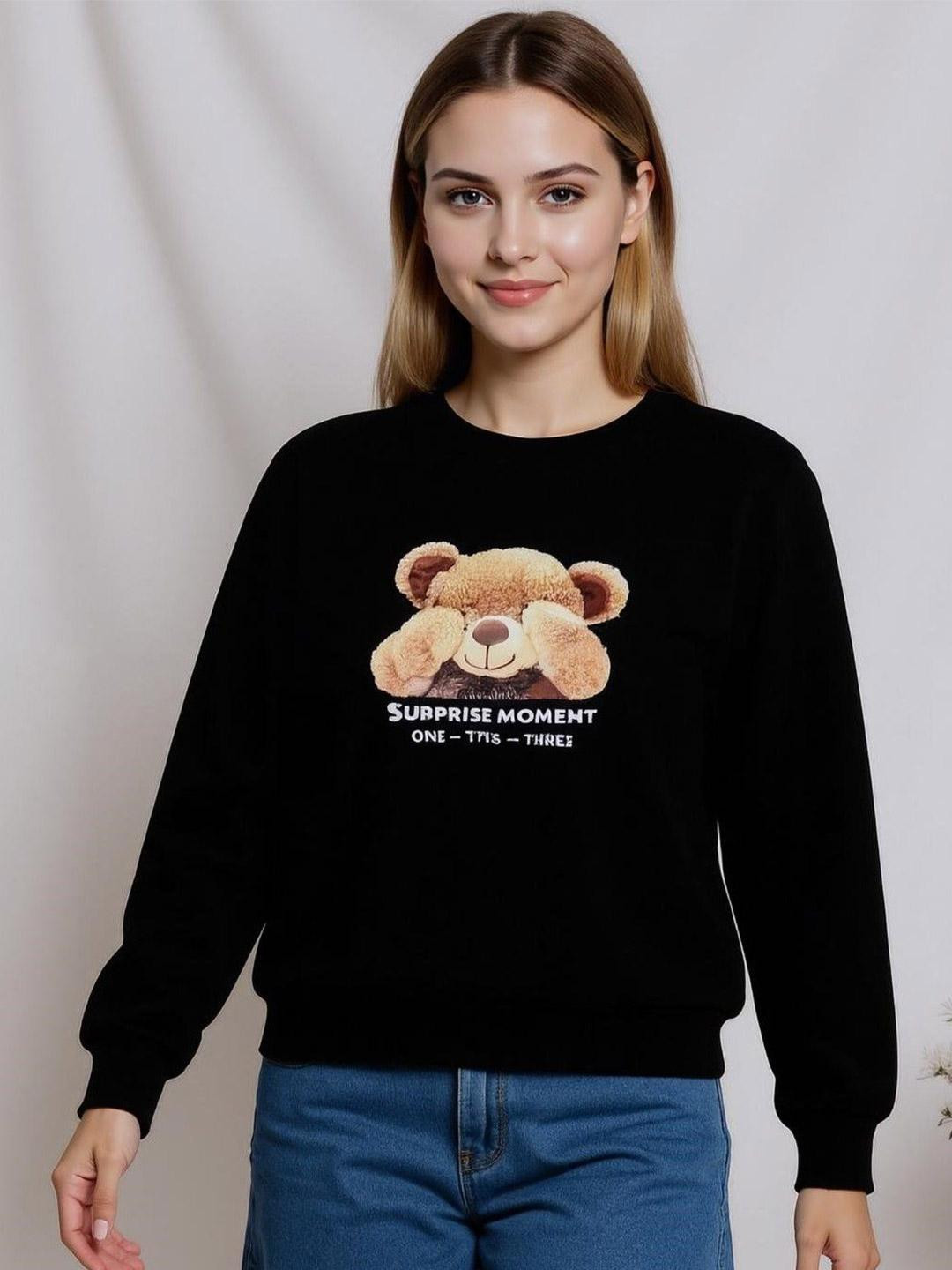 Women Printed Sweatshirt black printed