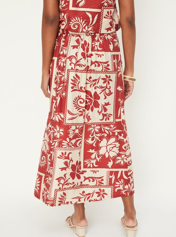 Women Indie Printed Midi Skirt